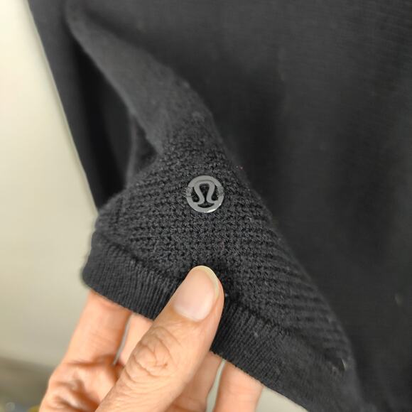 Lululemon Sit In Lotus Sweater Womens Medium Black Merino Wool Pullover Knit - Picture 4 of 7